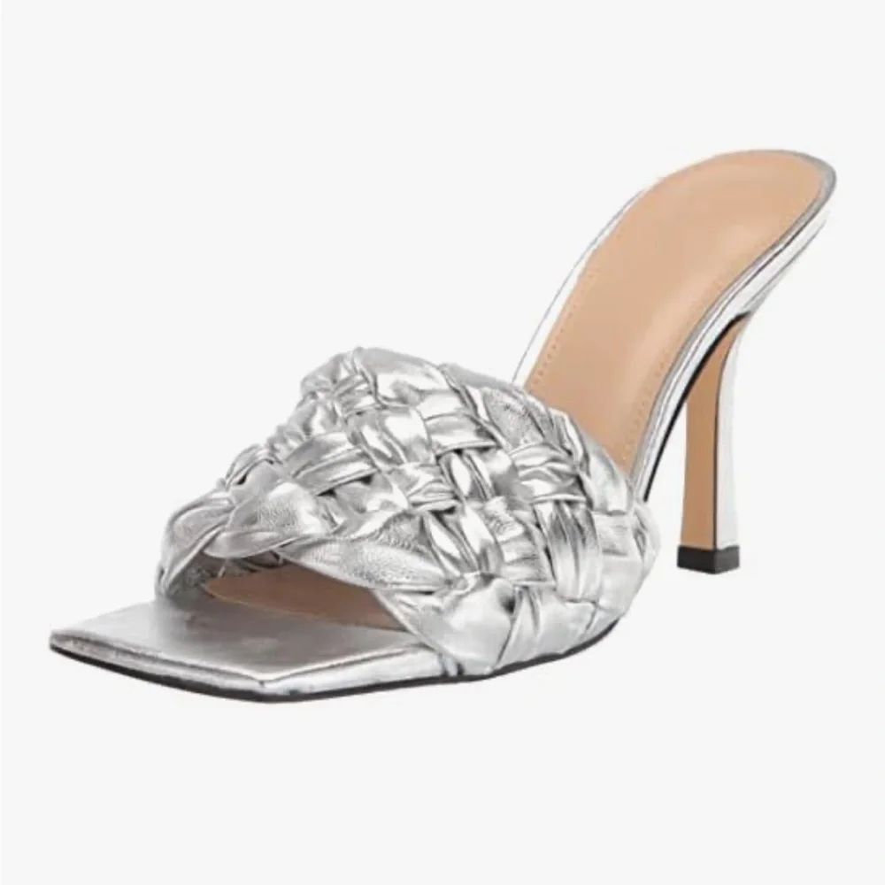 Marc Fisher leather Silver Woven Heeled sandals - Picture 2 of 9